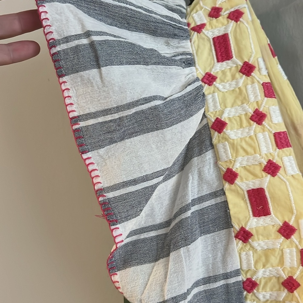 Anthropologie Forever That Girl Embroidered Yellow & Gray Striped Tunic NWT 10 - Picture 5 of 7